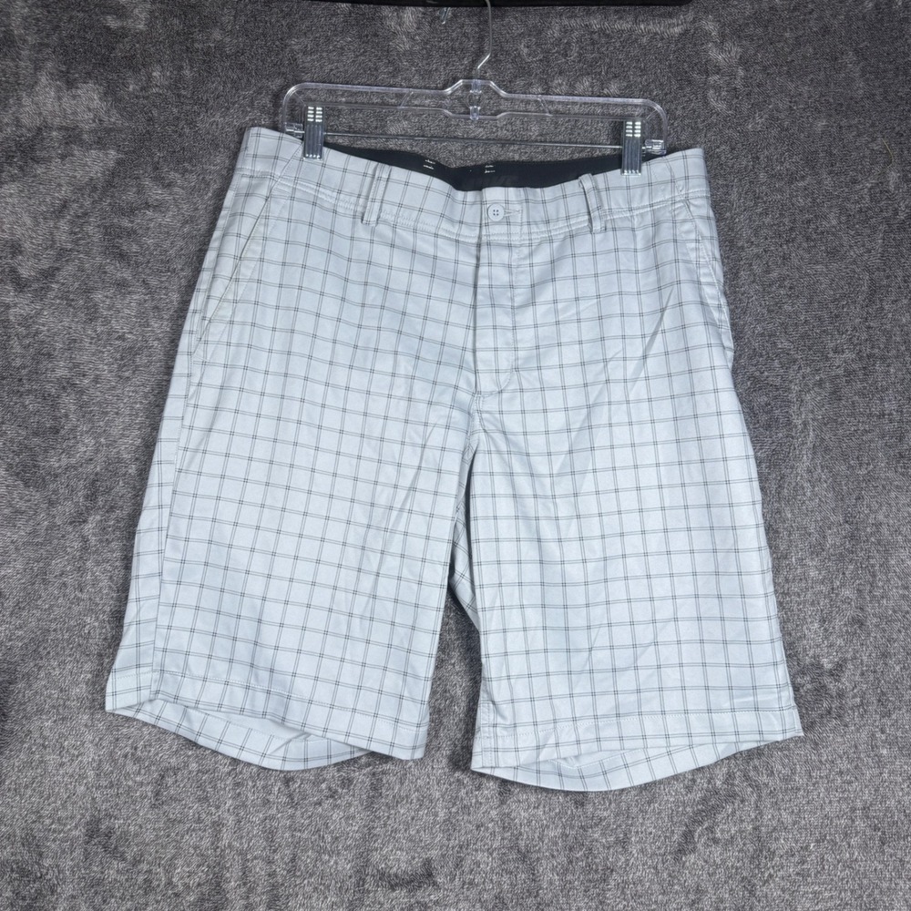 Nike Golf Dri-FIT Plaid Shorts Mens 34 Gray Windowpane Check Performance 3252